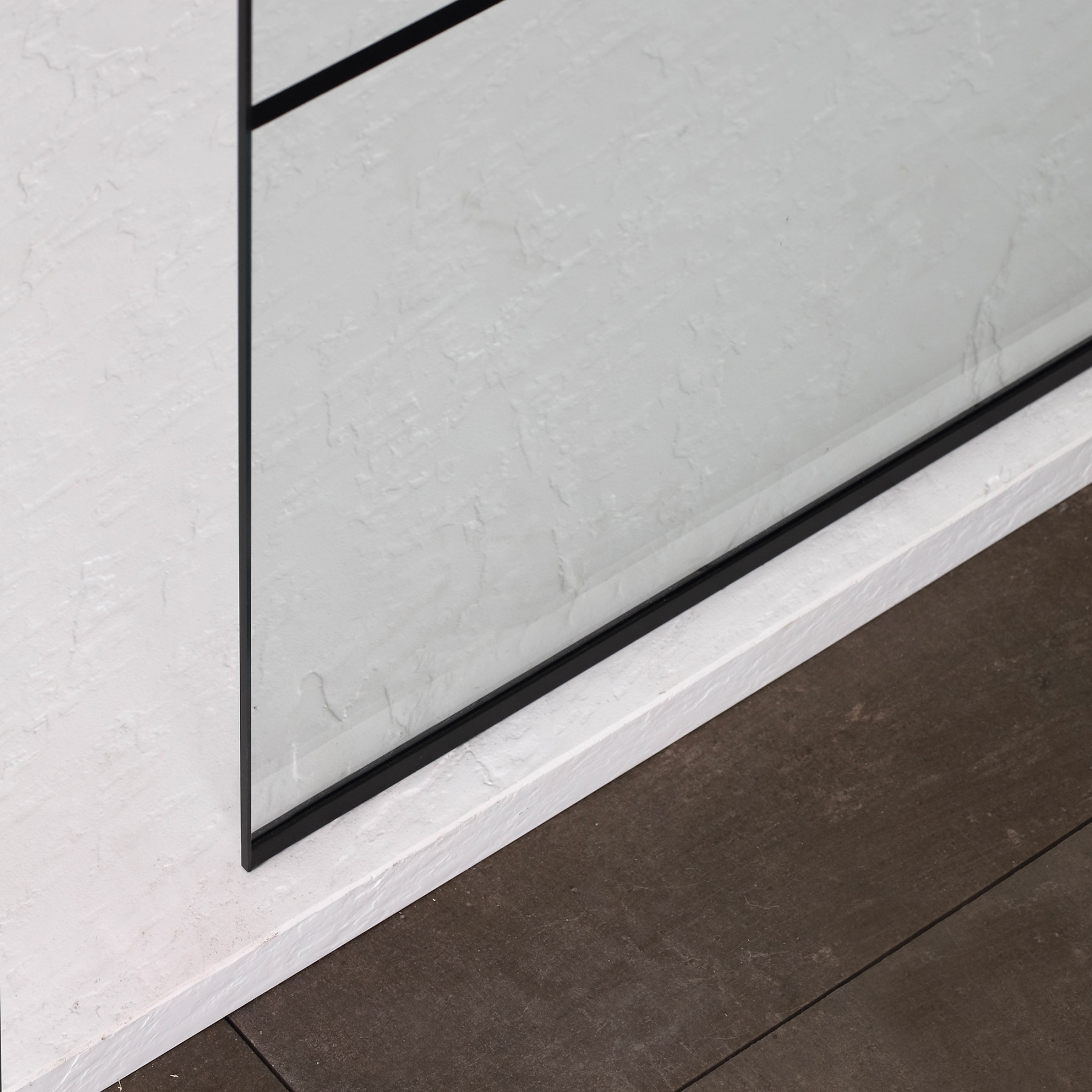 Parete doccia BERLINO 80 cm Cristallo Serigrafato Nero Opaco Sx