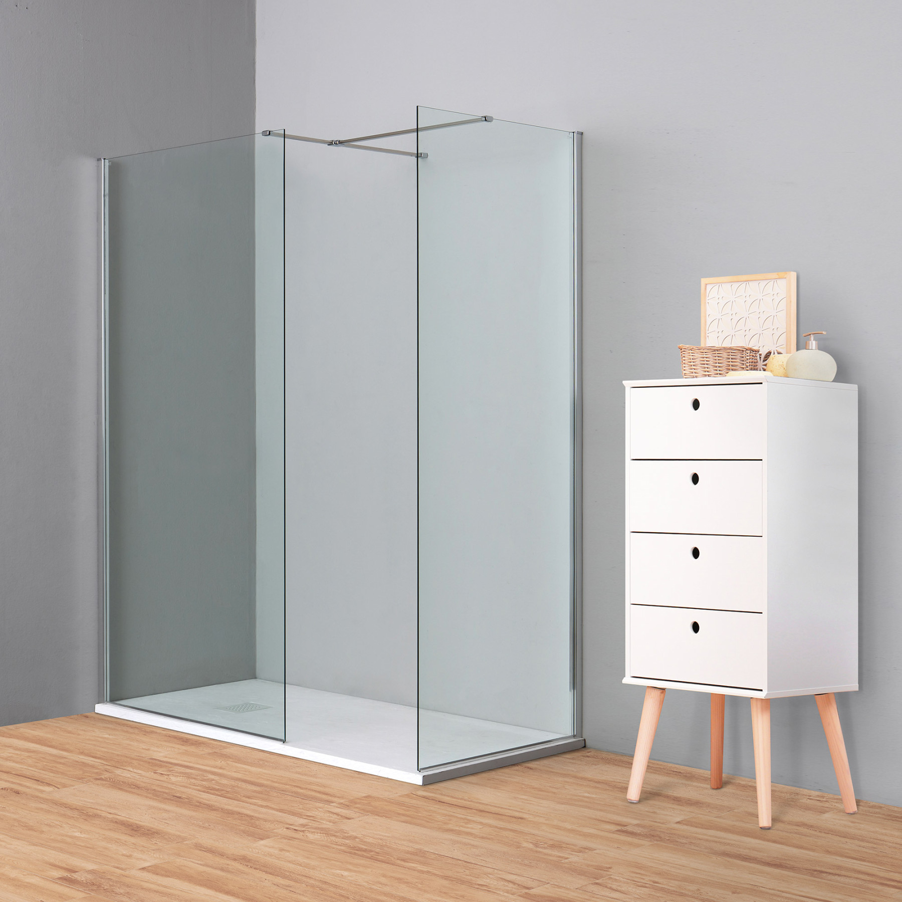 Doccia Walk-In angolare BERLINO 170x90 cm cristallo Trasparente Cromo (90+120)