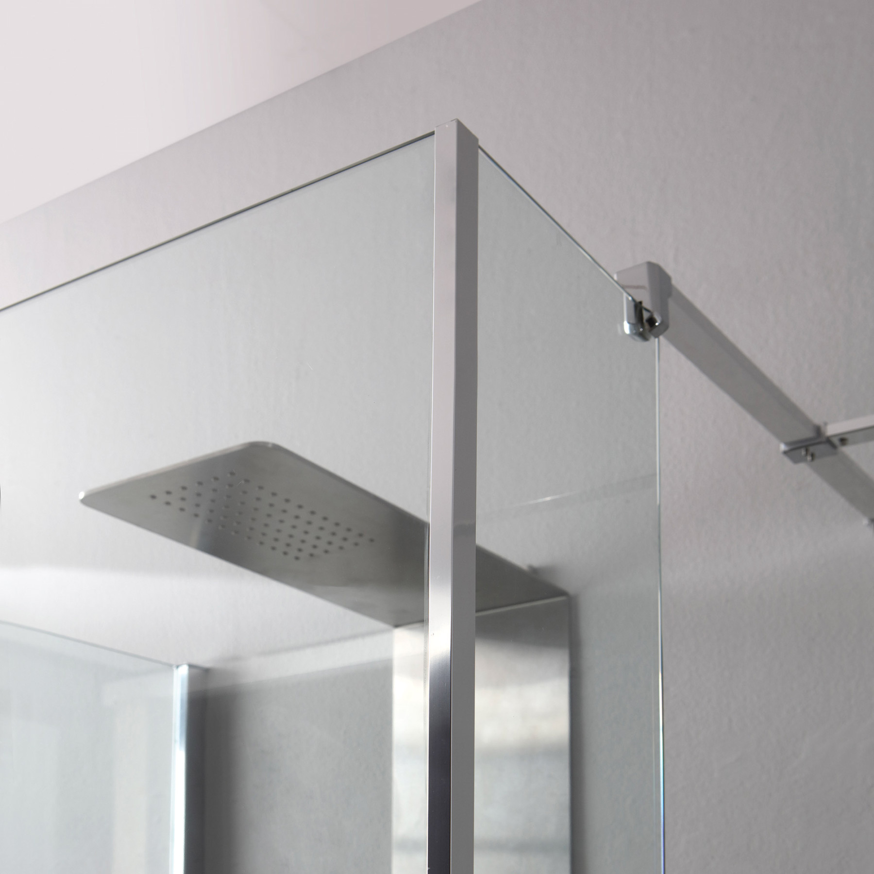 Doccia Walk-In 3 lati con paraschizzi HELSINKI 160x100 cm cristallo Trasparente Cromo (100+100+25+100)