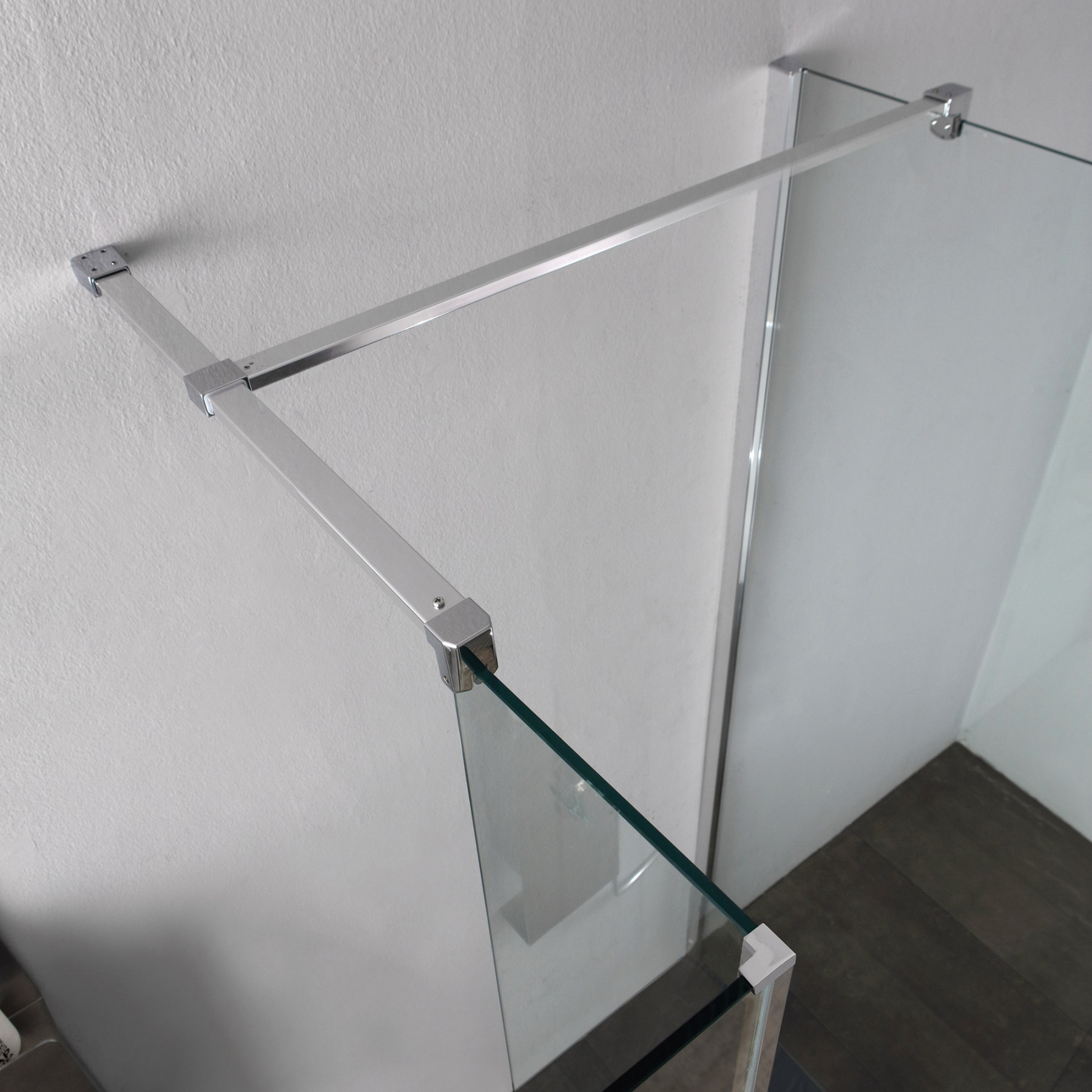 Doccia Walk-In 3 lati con paraschizzi HELSINKI 160x110 cm cristallo Trasparente Cromo (110+100+25+110)