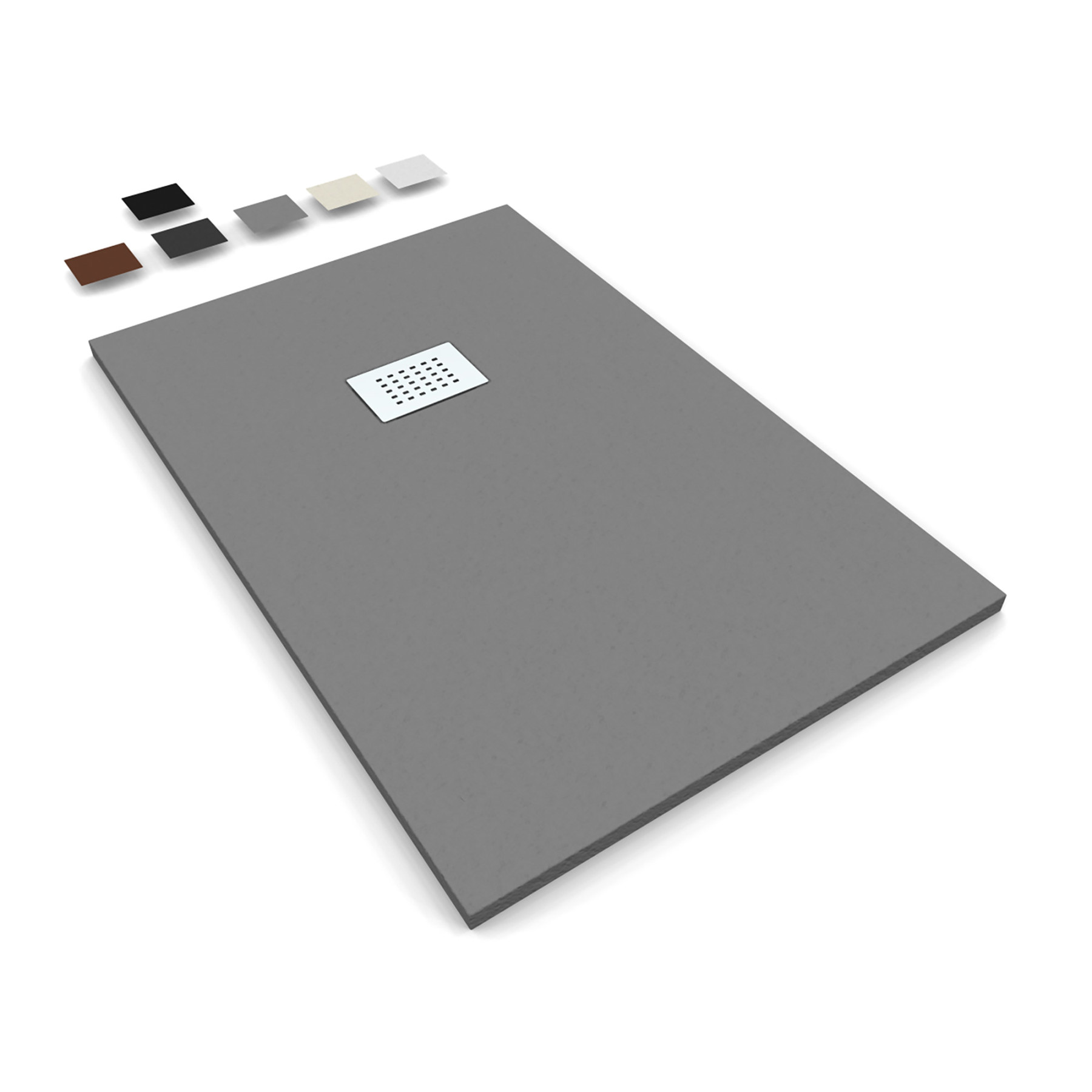 Piatto Doccia MILANO 100x80 cm resina alto 3 cm effetto ardesia, Grigio Opaco