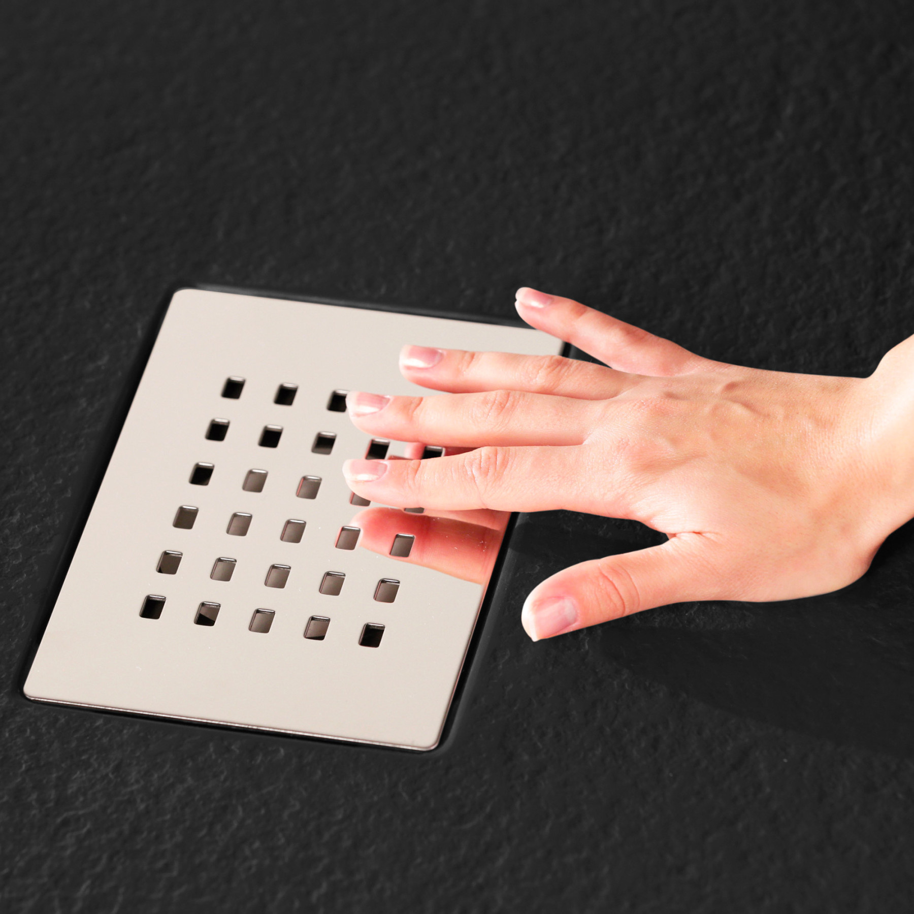 Piatto Doccia MILANO 110x80 cm resina alto 3 cm effetto ardesia, Nero Opaco