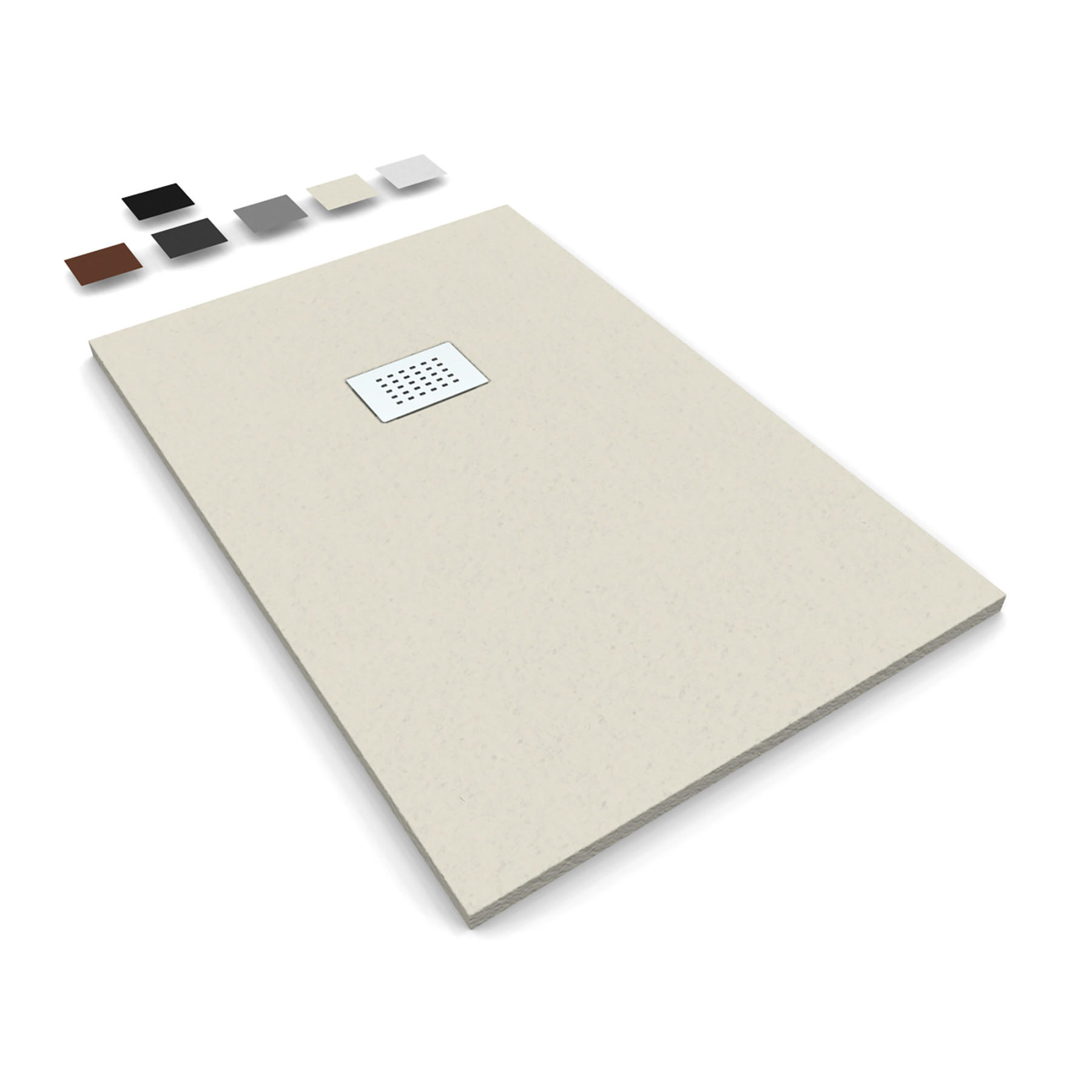 Piatto Doccia MILANO 130x80 cm resina alto 3 cm effetto ardesia, Panna Opaco