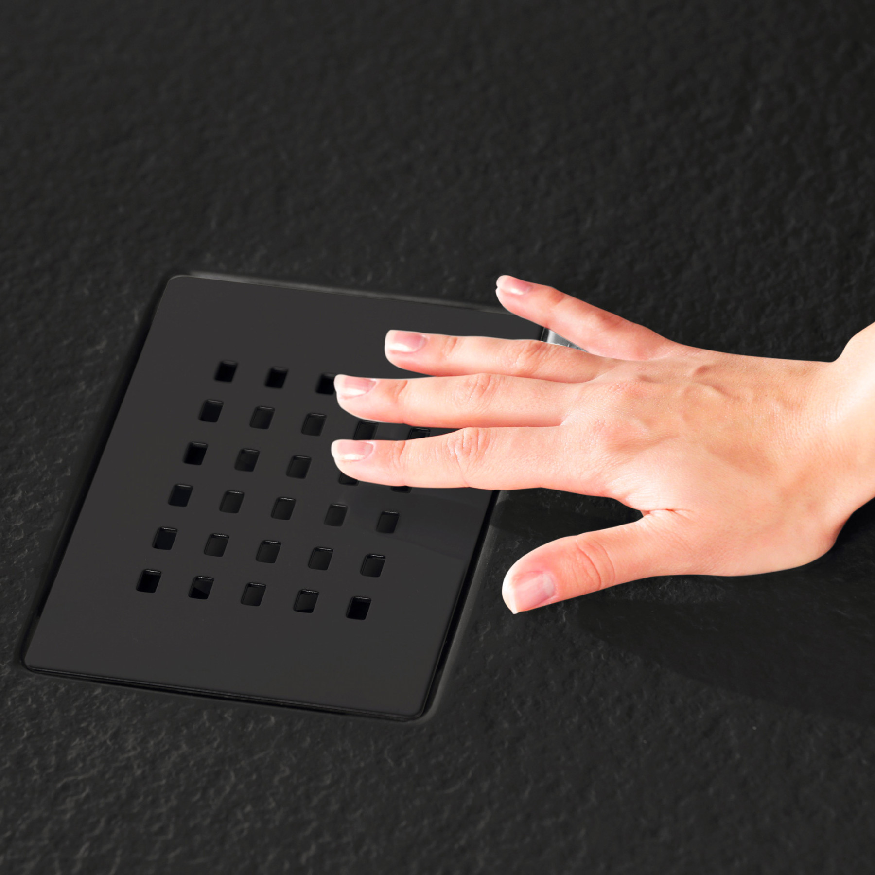 Piatto Doccia MILANO 150x80 cm resina alto 3 cm effetto ardesia, Nero Opaco