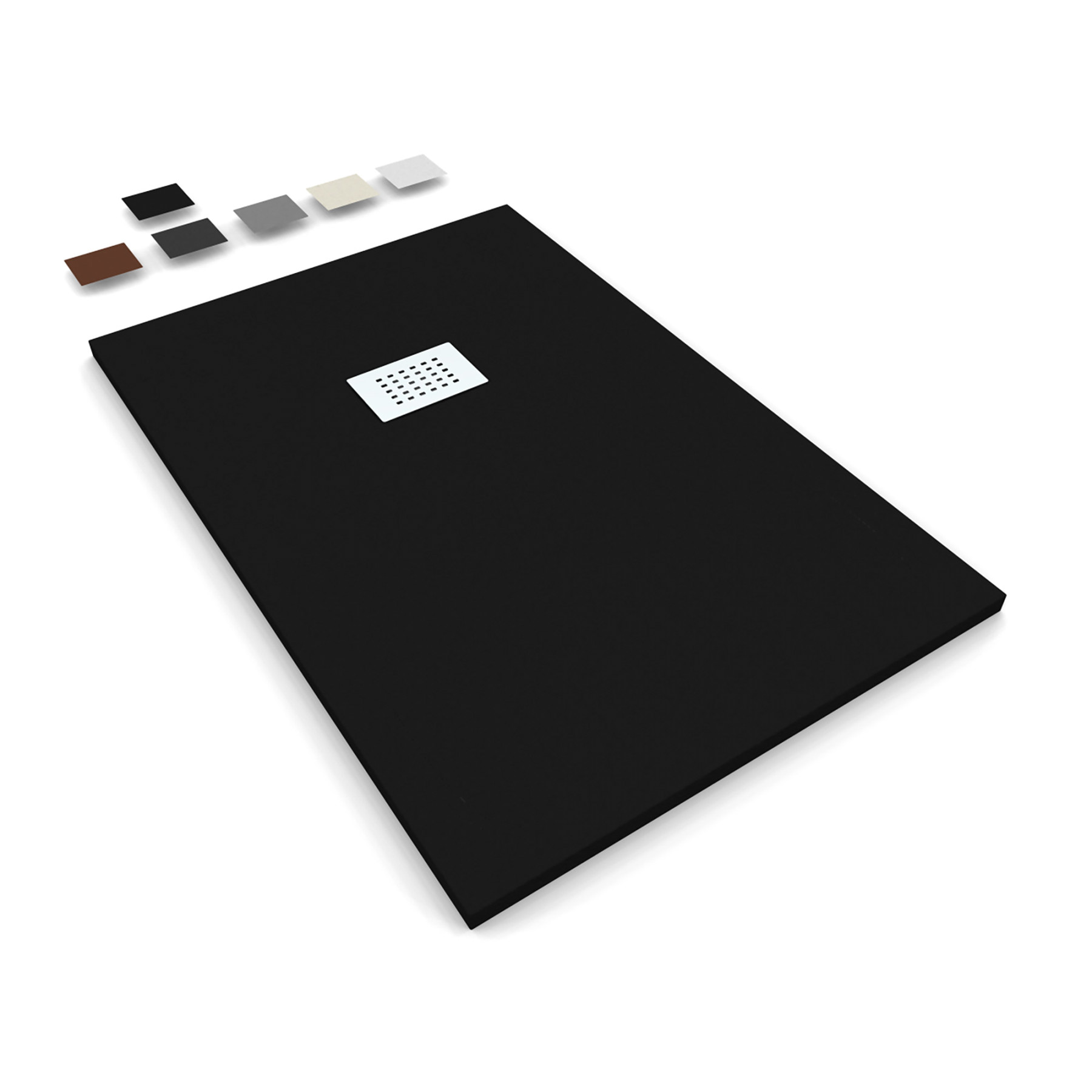 Piatto Doccia MILANO 170x70 cm resina alto 3 cm effetto ardesia, Nero Opaco