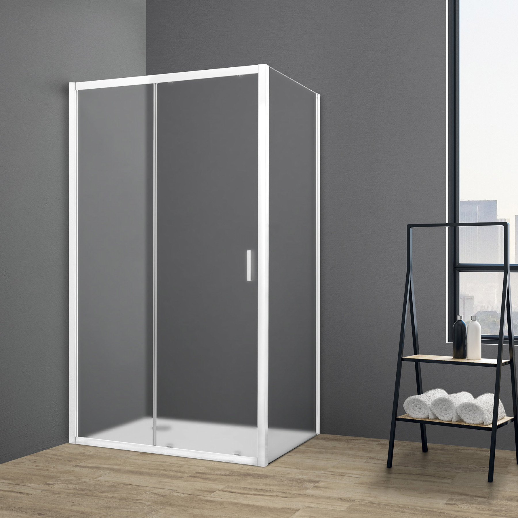 Box doccia TOKYO porta scorrevole rettangolare 130x70 cm altezza 200 cm cristallo 6 mm bianco opaco