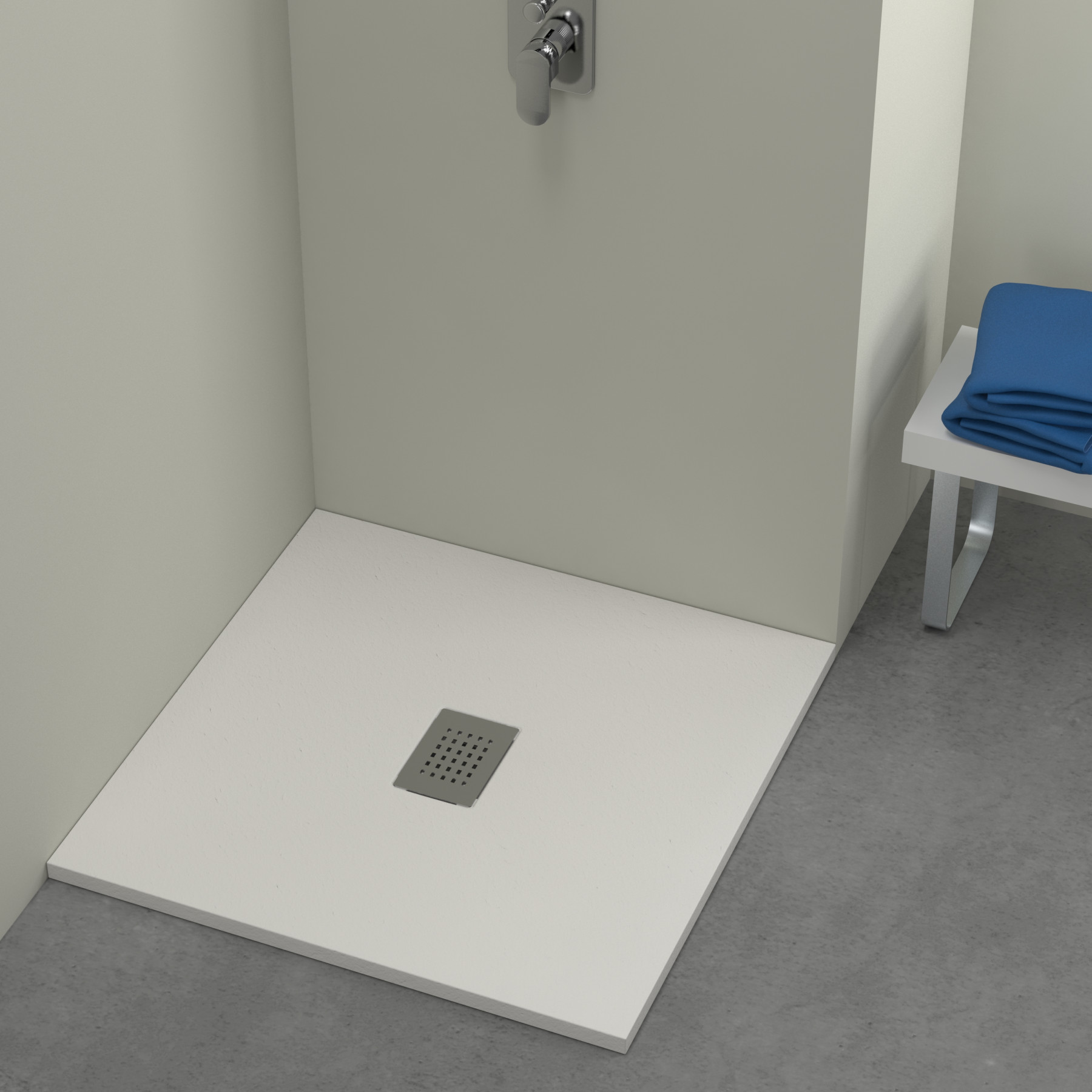 Piatto Doccia MILANO 70x70 cm resina alto 3 cm effetto ardesia, Panna Opaco