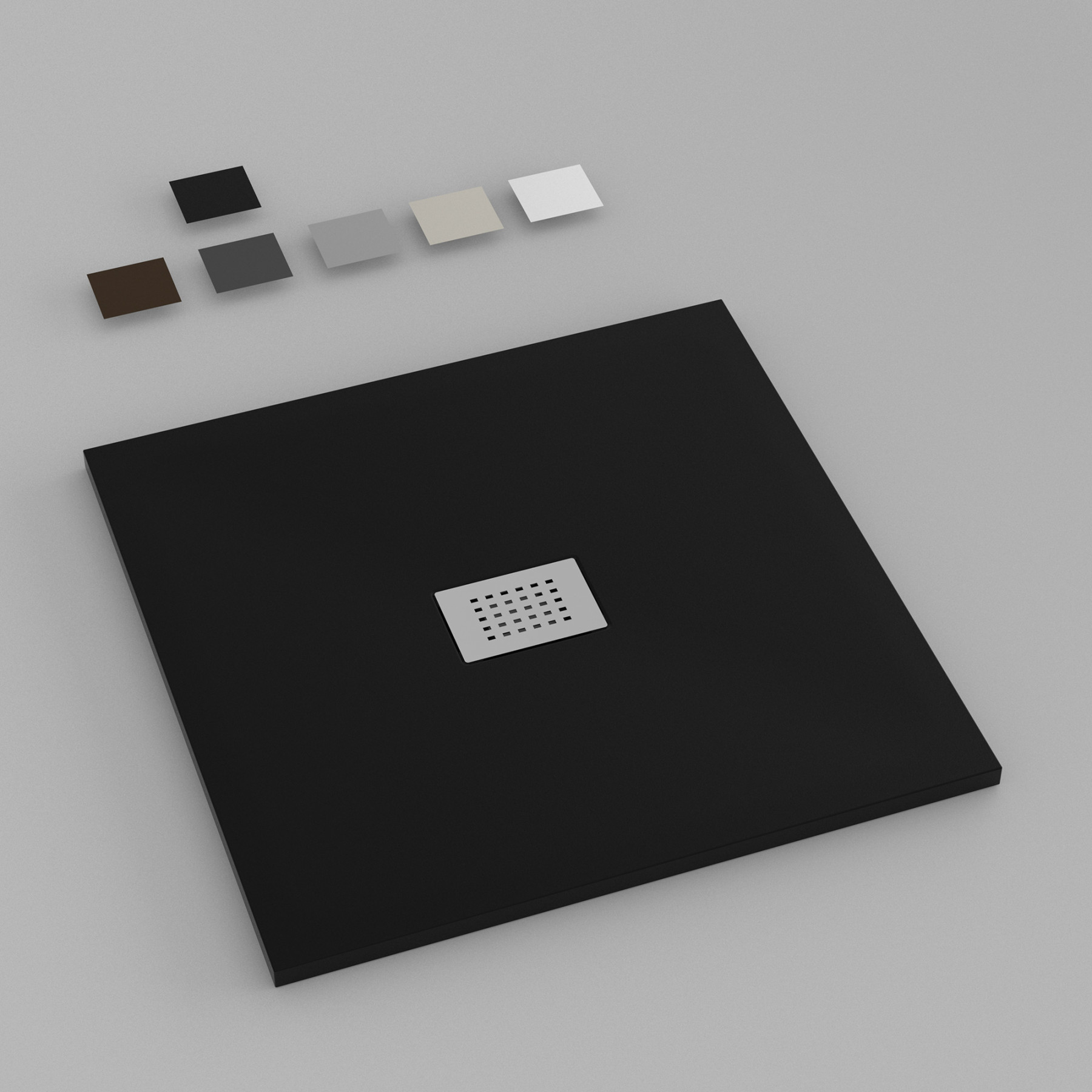 Piatto Doccia MILANO 75x75 cm resina alto 3 cm effetto ardesia, Nero Opaco