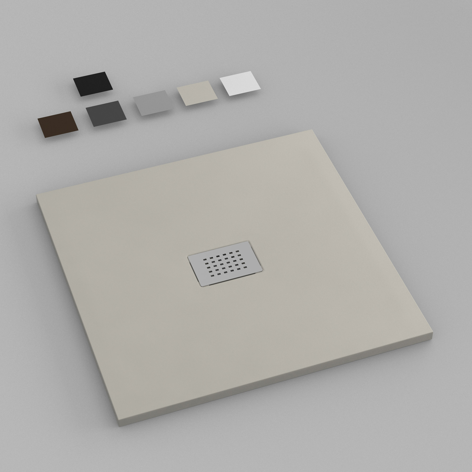 Piatto Doccia MILANO 80x80 cm resina alto 3 cm effetto ardesia, Panna Opaco