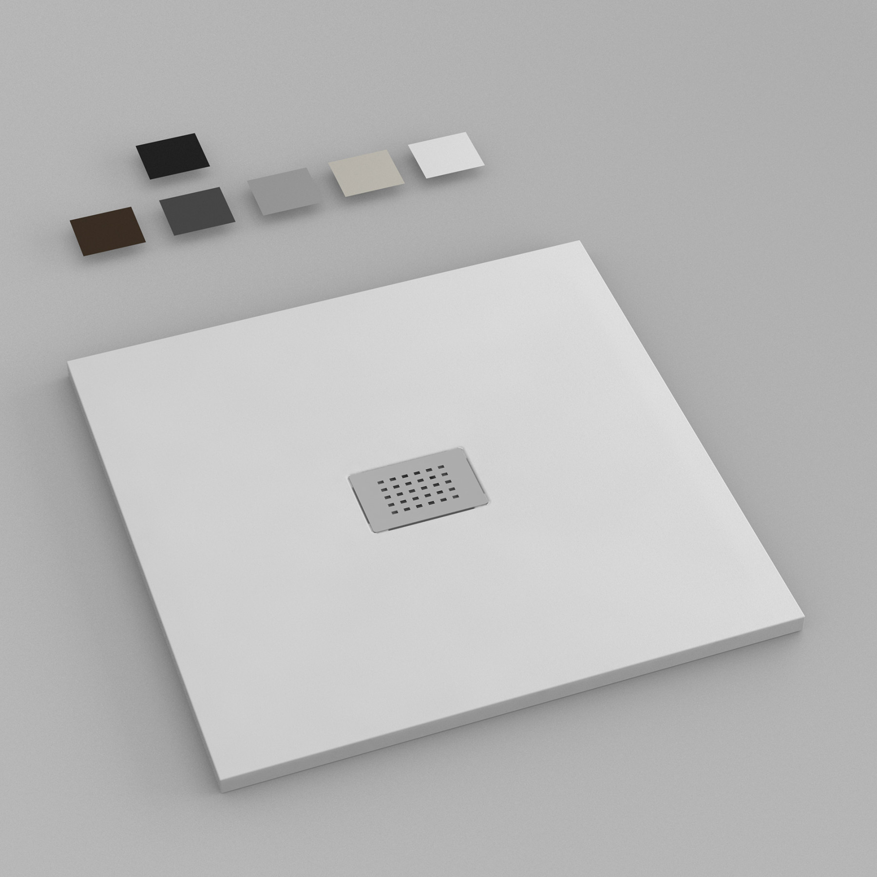 Piatto Doccia MILANO 90x90 cm resina alto 3 cm effetto ardesia, Bianco Opaco