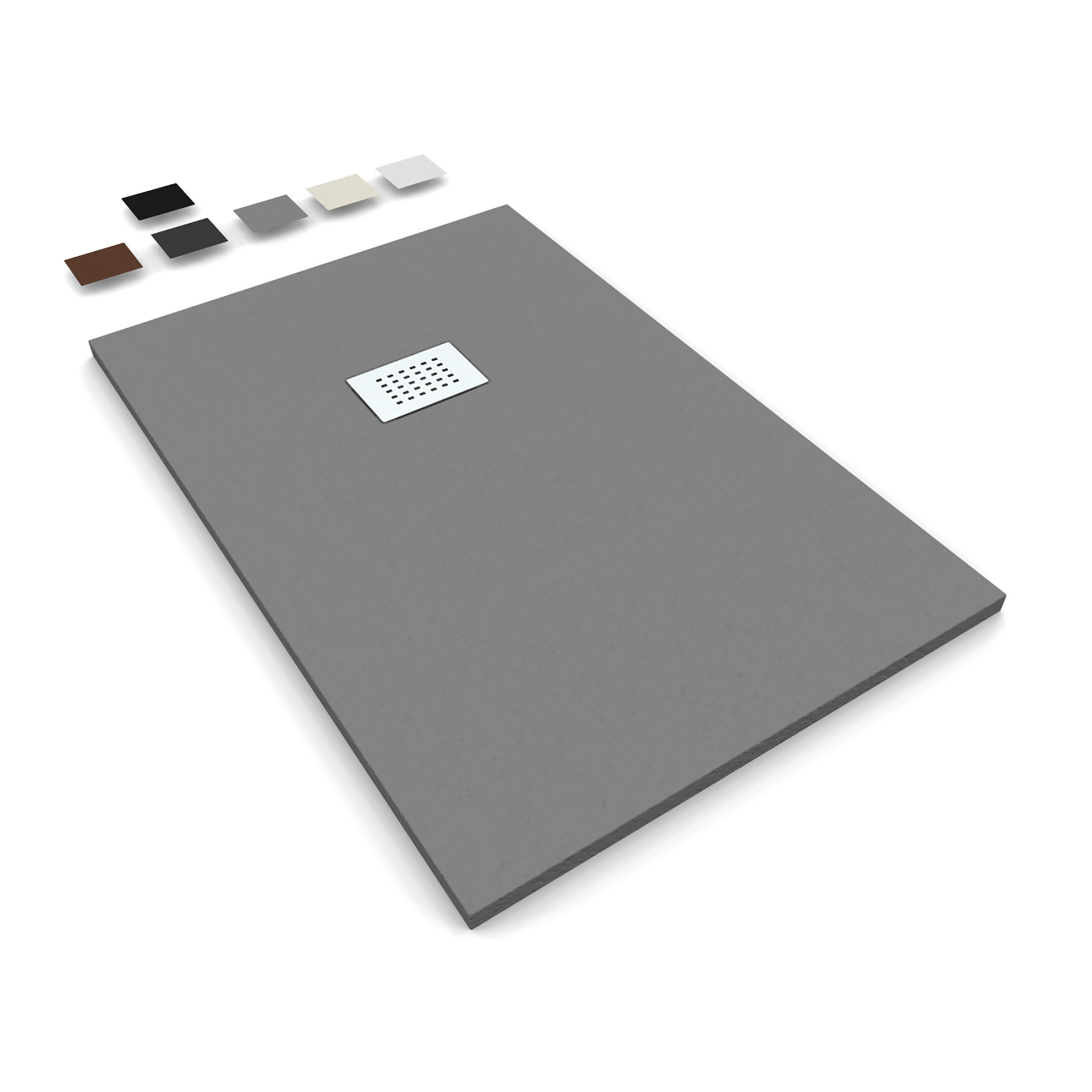 Piatto Doccia MILANO 90x70 cm resina alto 3 cm effetto ardesia, Grigio Opaco