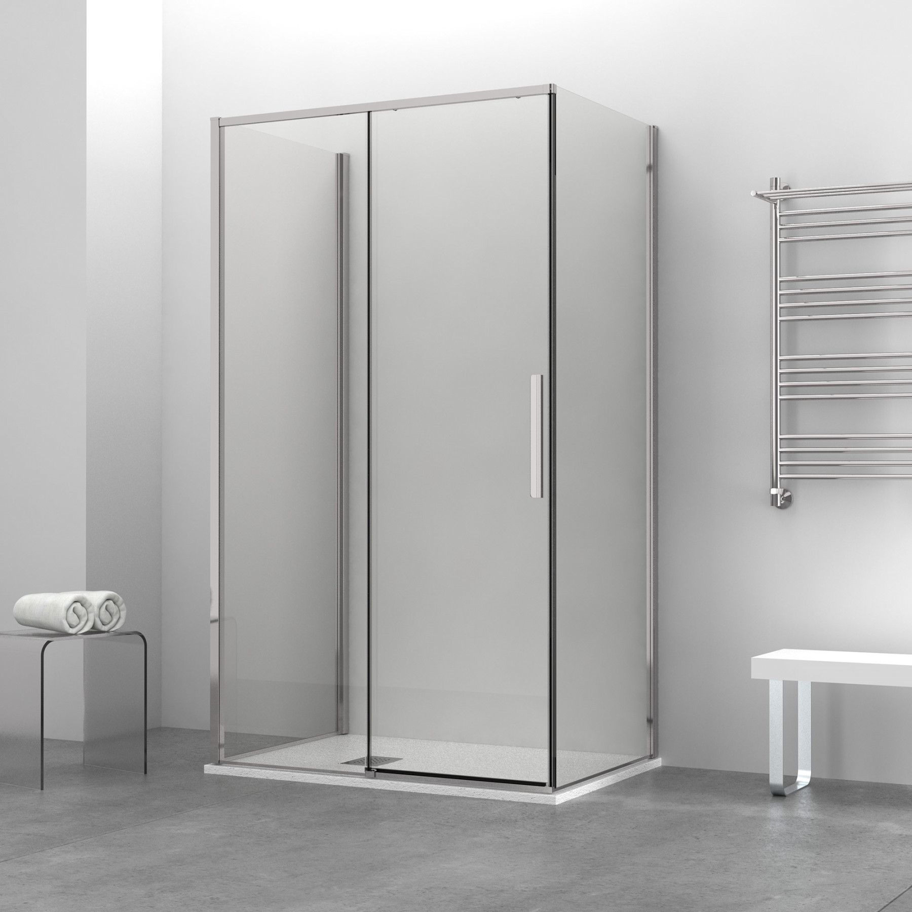 Box doccia OSLO porta scorrevole rettangolare 3 lati 120x90x90 cm altezza 200 cm cristallo 6 mm