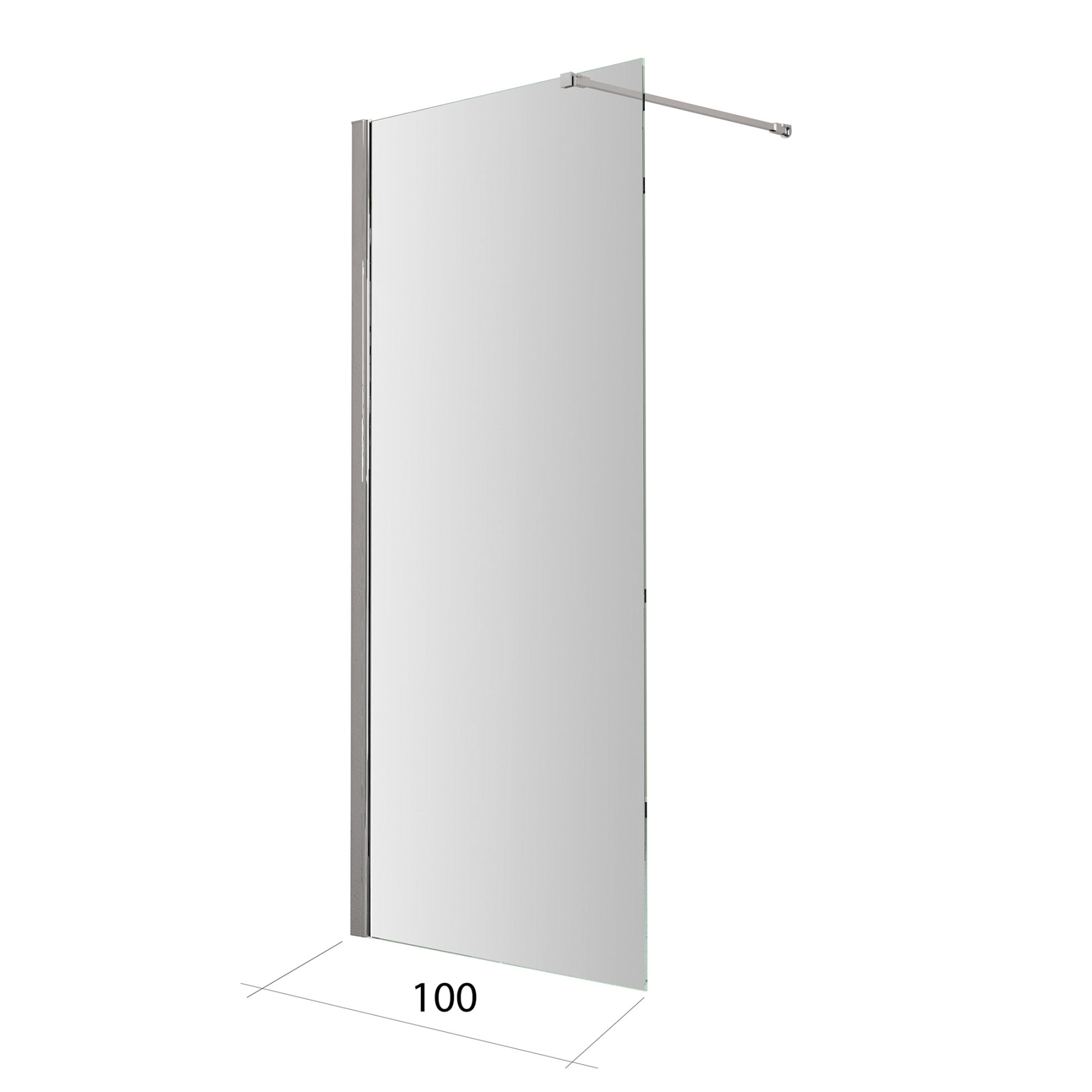 Parete doccia walk in TALLINN 100 cm cristallo trasparente 8 mm con barra snodata