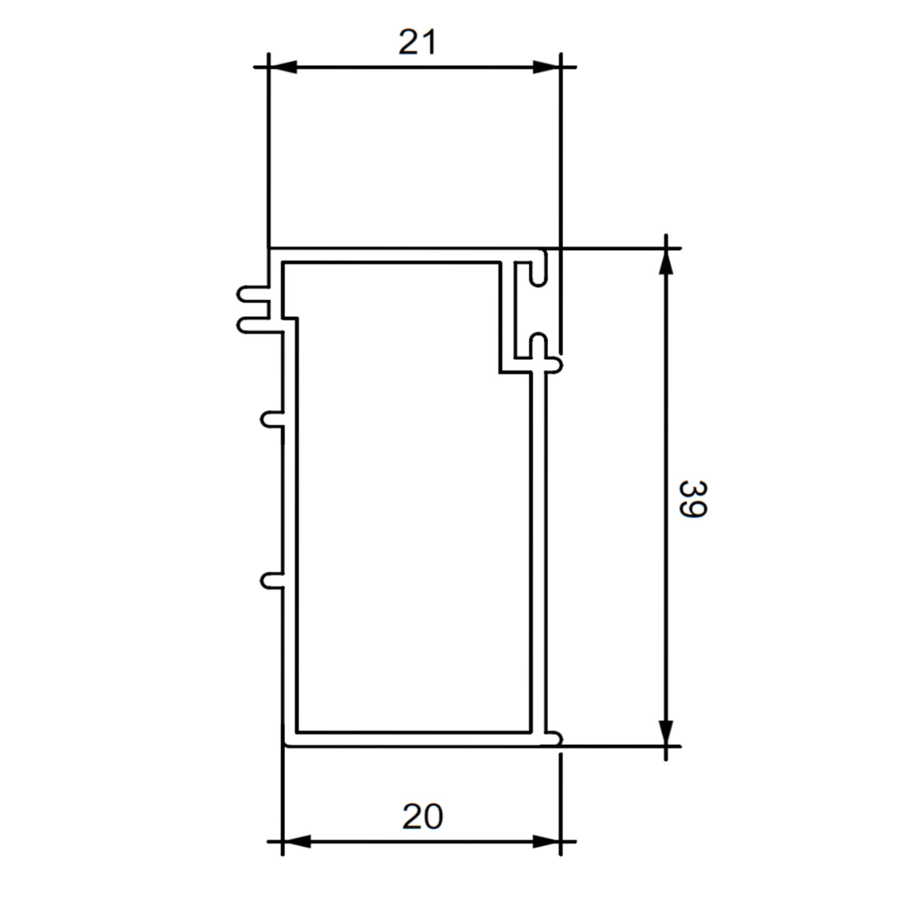 Profilo di compensazione extra +2 cm MOSCA cromo
