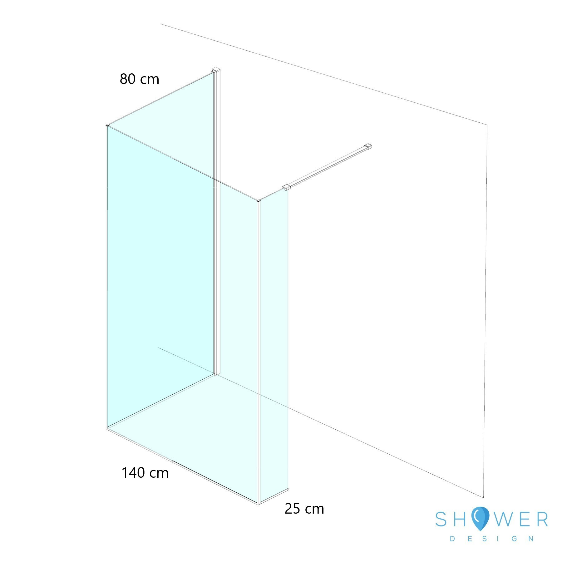 Doccia Walk In angolare con paraschizzi HELSINKI per piatto 180x80 cm  cristallo 8mm con pellicola sicurezza (80+140+25)