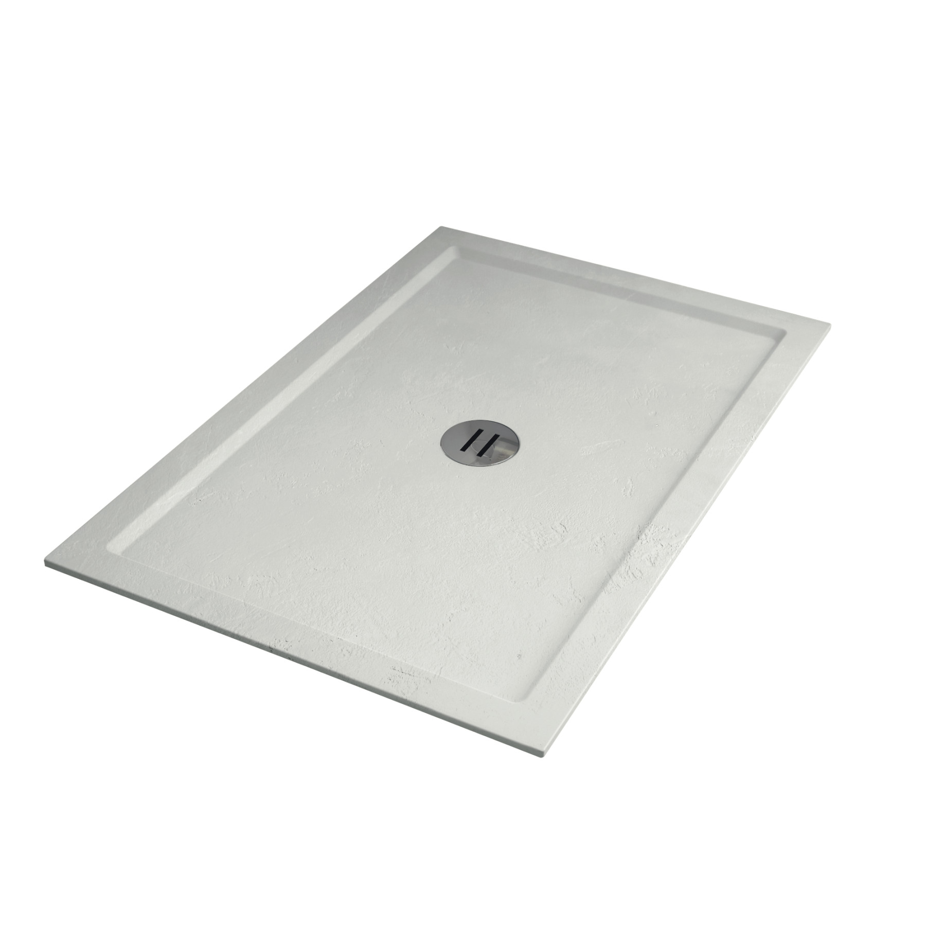 Piatto Doccia UDINE 140x70 cm alto 1,2 cm effetto cemento spatolato, Bianco Opaco