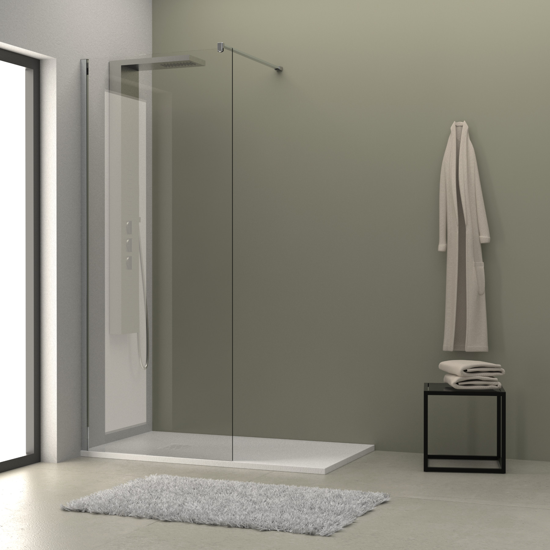 Parete doccia walk in HELSINKI 90 cm cristallo trasparente 8 mm