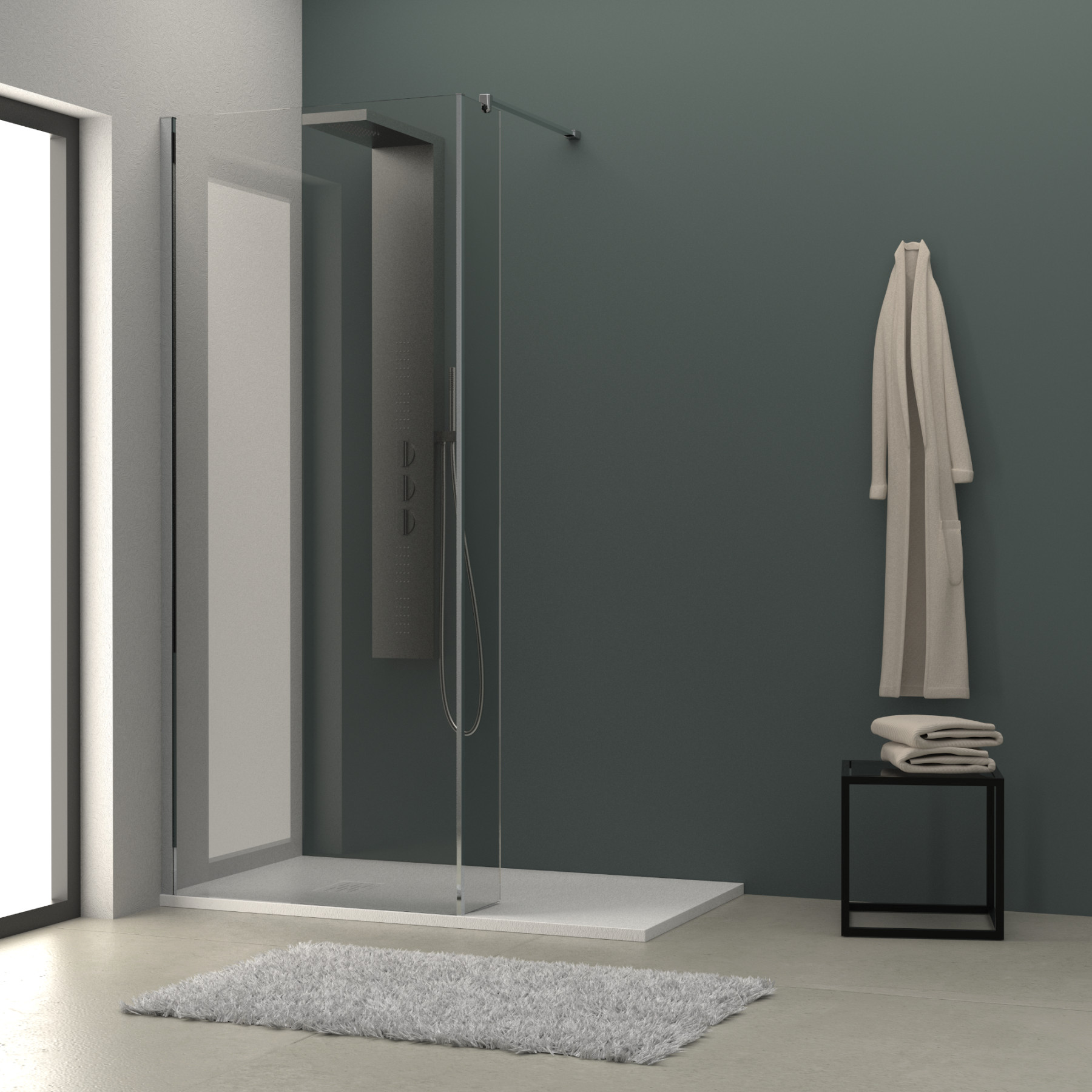 Parete doccia con paraschizzi HELSINKI 100 +25 cm cristallo trasparente 8 mm