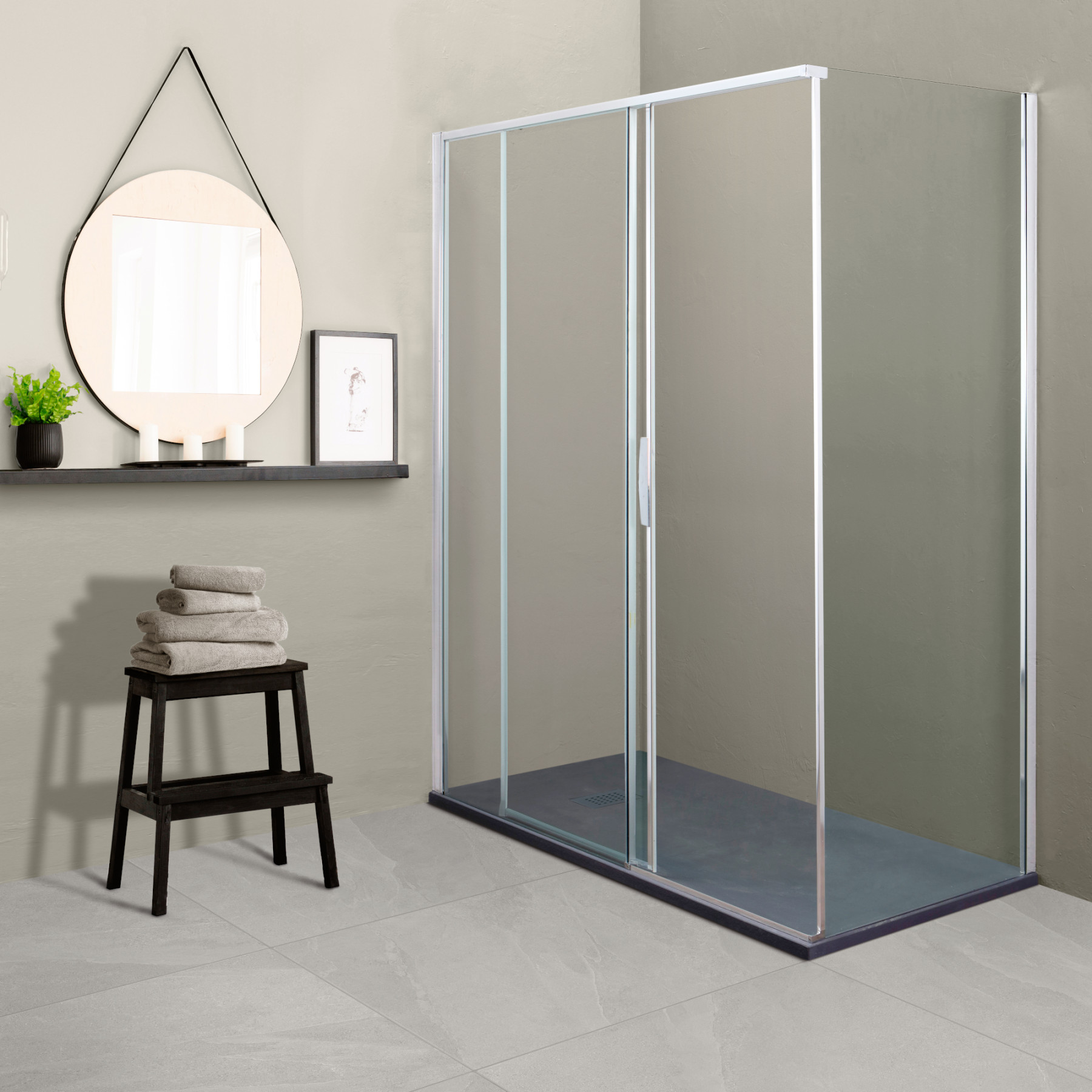 Box doccia DENVER porta scorrevole 140x80 SX cm cristallo 8 mm