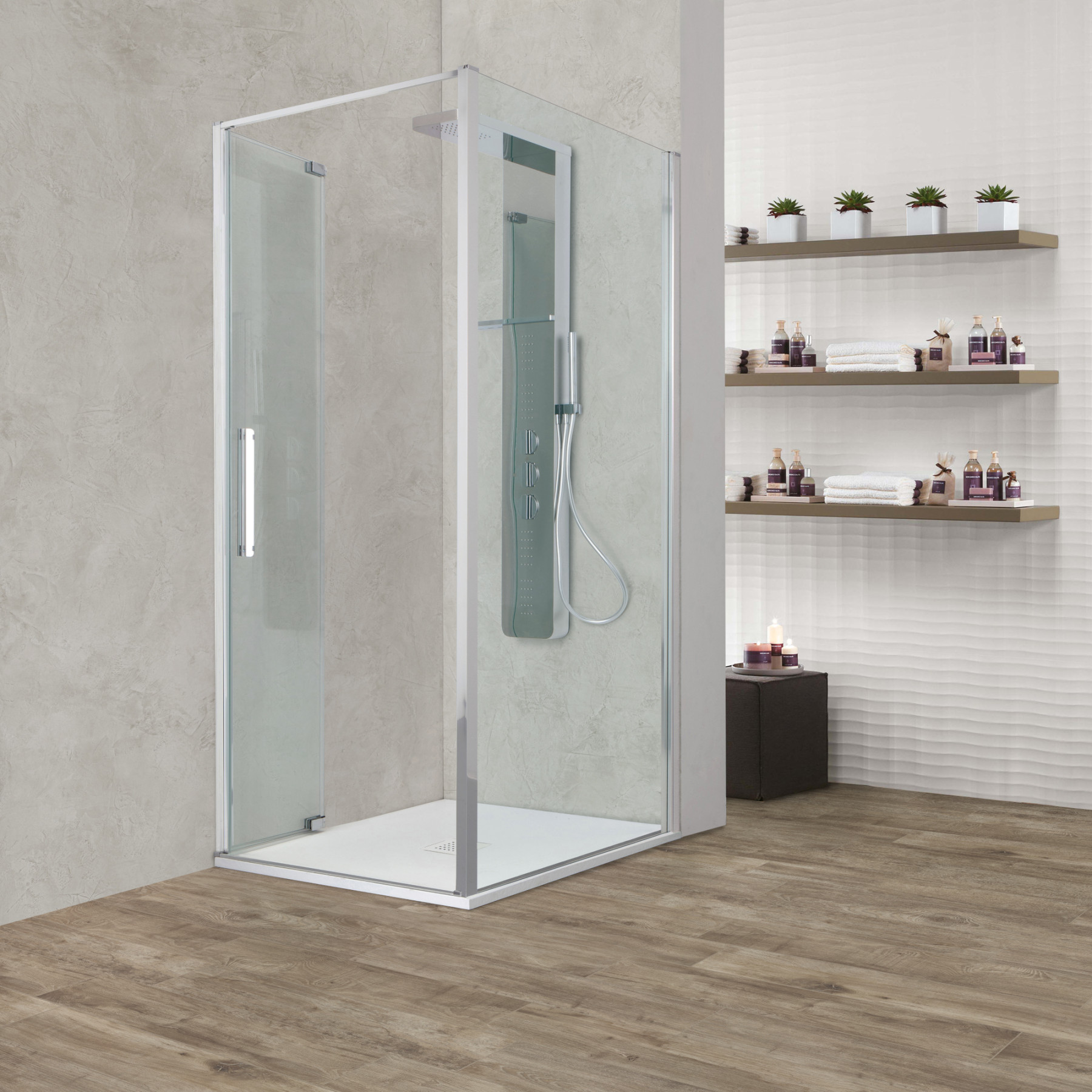 Box doccia angolare OSLO pieghevole 75x75 cm altezza 200 cm cristallo 6 mm