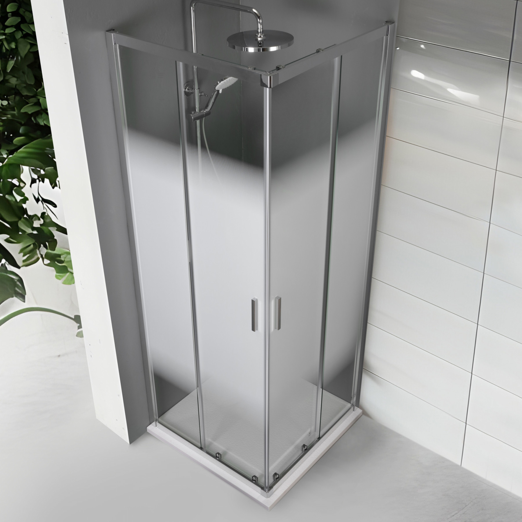 Box doccia TOKYO doppia porta scorrevole 120x90 cm altezza 200 cm serigrafato 6 mm