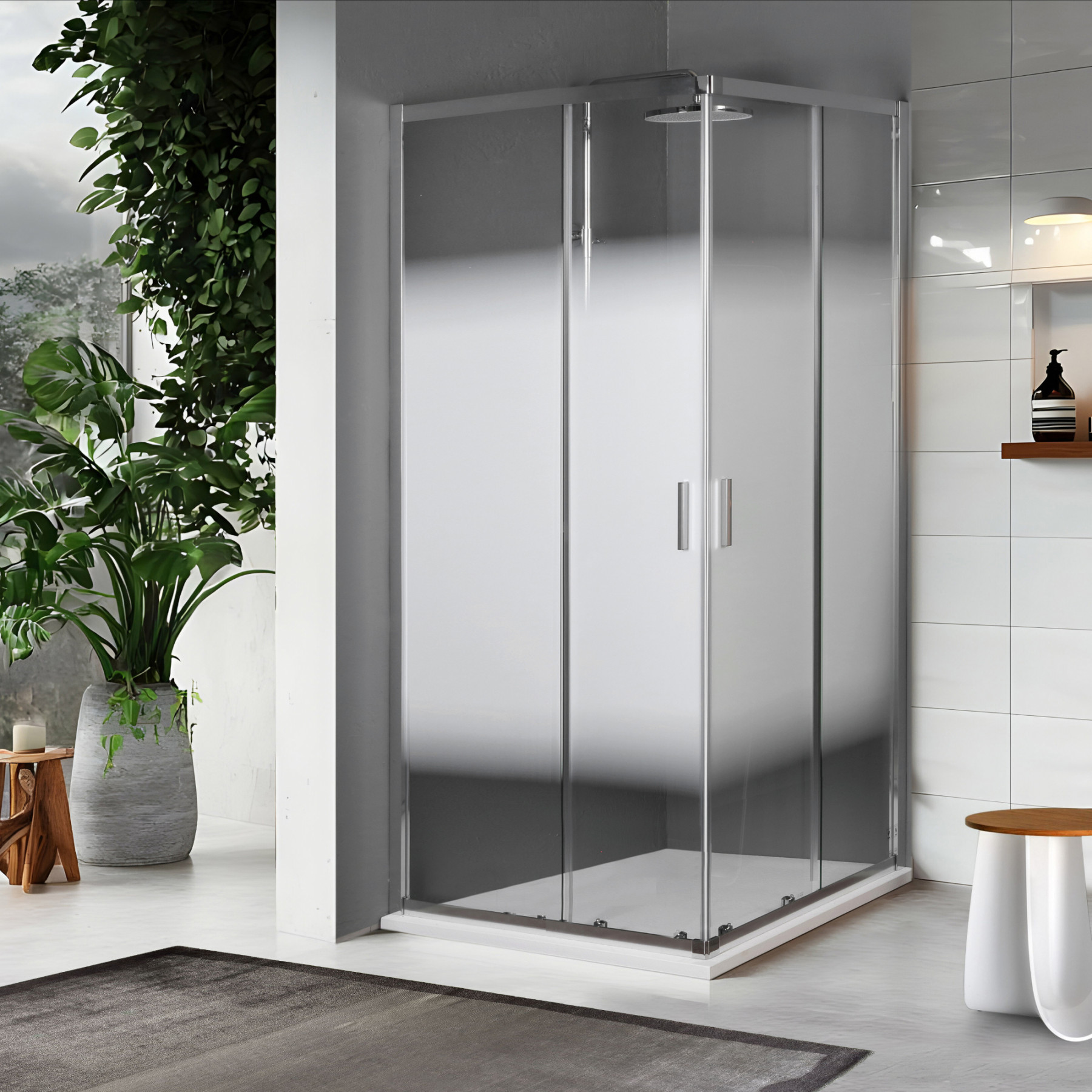 Box doccia TOKYO doppia porta scorrevole 80x75 cm altezza 200 cm serigrafato 6 mm